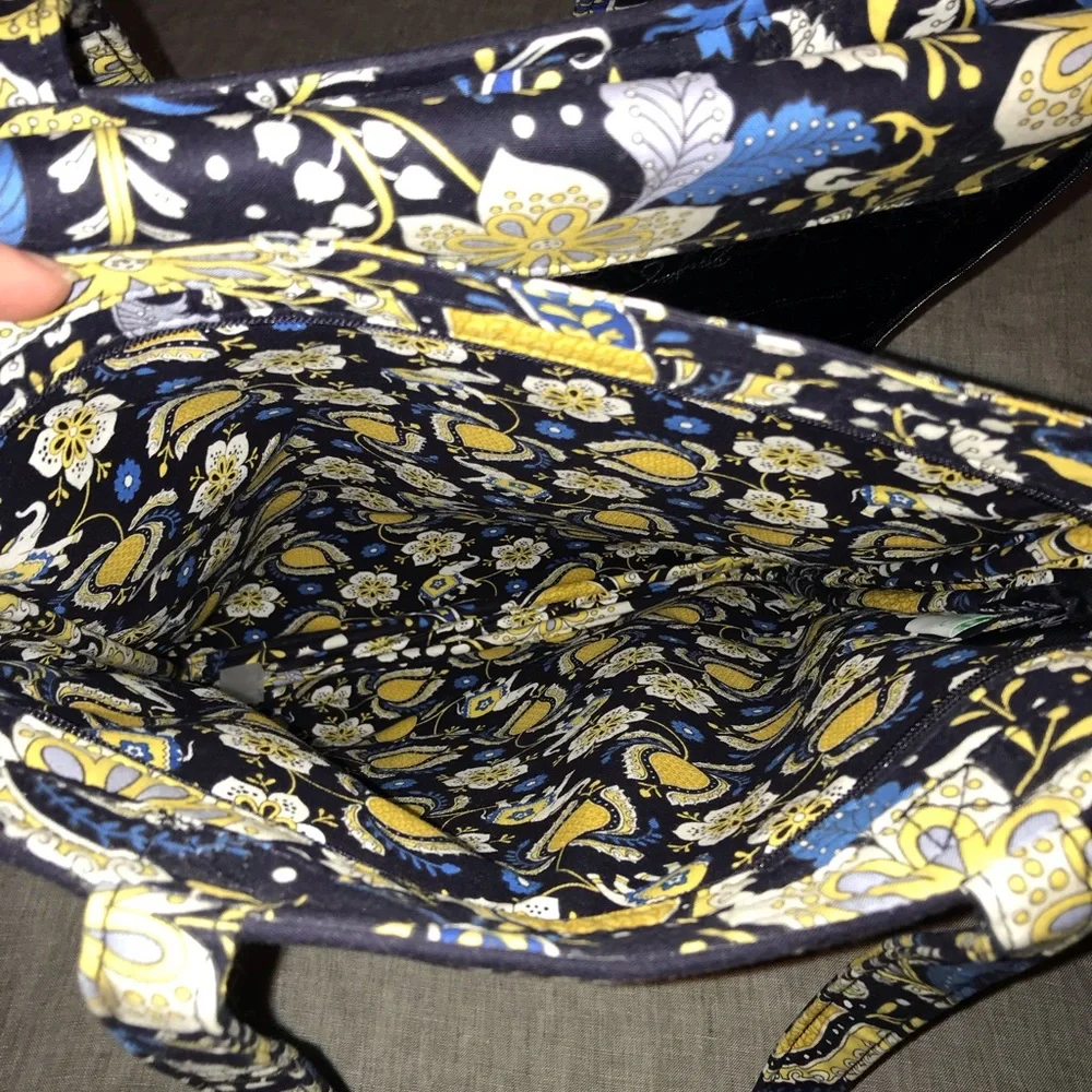 Vera Bradley Black Blue Yellow Paisley Quilted Laptop Bag